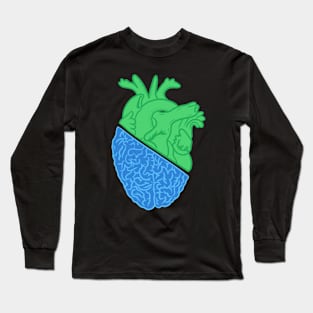 Blue and Green heart and brain Long Sleeve T-Shirt